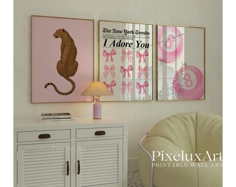 Pink Leopard Wall Art Set: Coquette Dorm Wall Decor (Digital Download), image 3