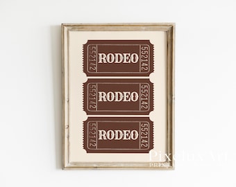 Rodeo Ticket Wandkunst | Western druckbare Poster | Vintage Rodeo Dekor | Rustikales Bauernhaus Poster | Cowboy Country Wandkunst