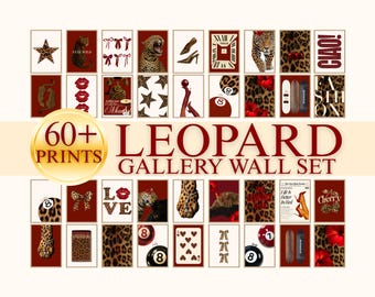 60+ Red Gallery Leopard Wall Art Set | Printable Chic Red Leopard Gallery, Bold Glam Decor, Wild & Feminine Wall Art, Y2K Fashion Decor