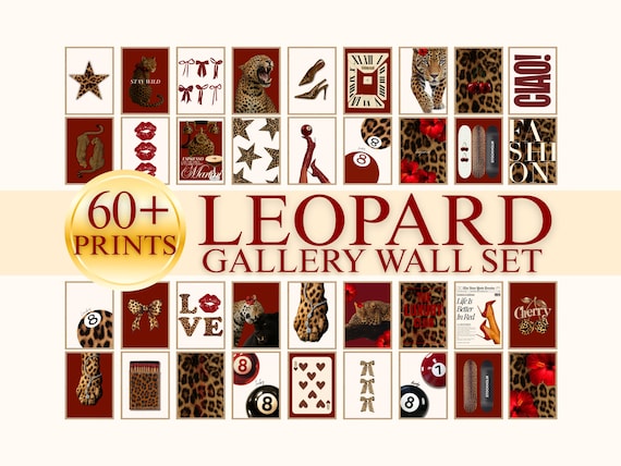 60+ Red Gallery Leopard Wall Art Set
