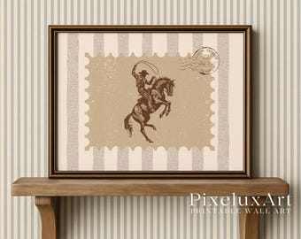 Cowboy Rodeo Poster | Western Wall Art Print | Rustic Stamp Design | Country Farmhouse Decor | Vintage Cowboy Illustration, image 3