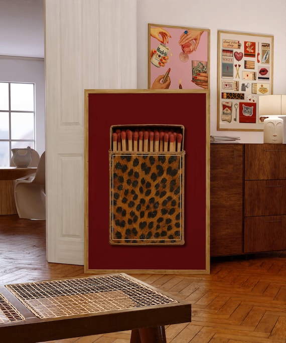 Retro Leopard Matchbox Art Print