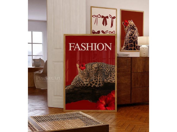 Red Leopard Fashion Poster