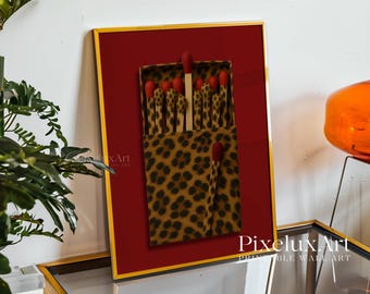 Leopard Matchbox Wall Art • Vintage Matchbox Print, Retro Leopard Decor, Matchbox Wall Art for Eclectic & Bold Home Style, Trendy Dorm Room, image 7