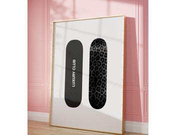Skateboard Wall Art Luxury Fashion Print – Black Cheetah Decor, Hypebeast Aesthetic, Retro Collage Leopard Skate Poster, Vintage Photography, image 8