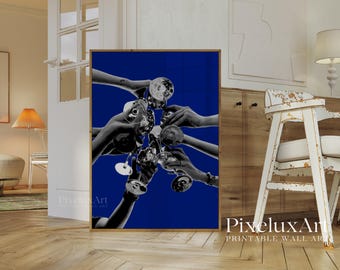 Navy Blue Poster Set, Leopard Wall Art, Amore Typography Prints, Blue Aesthetic Gallery Wall, Lips & Ace of Hearts Art, Fashion Chic Decor, image 8