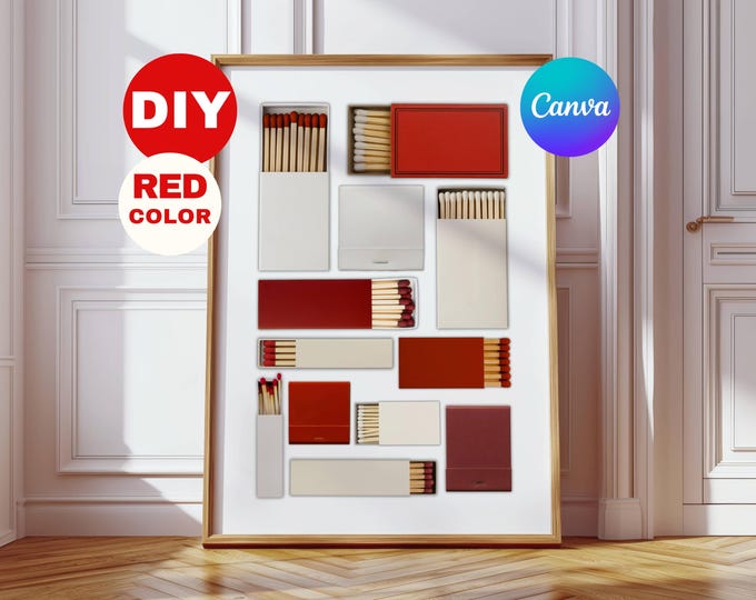 Red Matchbook Canva Template • DIY Custom Matches Poster •…