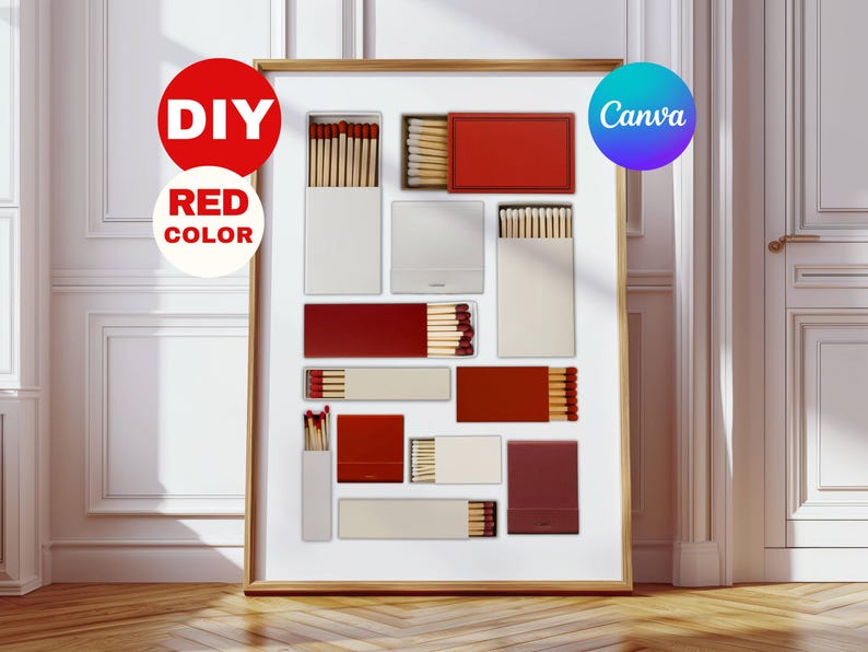 Red Matchbook Canva Template • DIY Custom Matches Poster • Personalized Matchbox