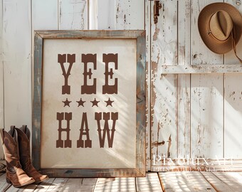 YEE HAW Wall Art | Western Typography Print | Rustic Cowboy Poster | Country Farmhouse Decor | Vintage Western Wall Art, image 4