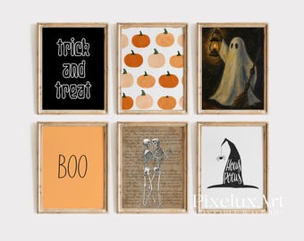 Halloween Wall Art Bundle Set of 18 – Spooky Ghosts, Pumpkins, Skeletons, Black Cat & Vintage Gothic Prints | Rustic Fall Gallery Decor, image 3