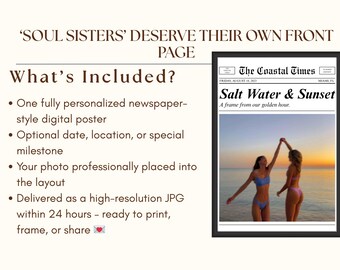 Saltwater Sunset Custom Newspaper Poster – Coastal Cowgirl Art, Personalized Bestie Gift, Coastal Wall Art, Customize Newspaper for Bff Gift, image 7
