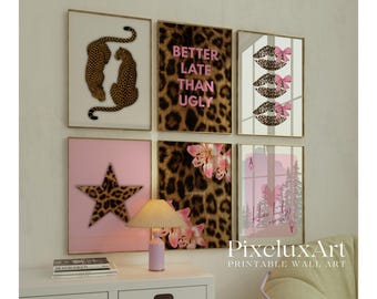 90+ Leopard Y2K Gallery Wall Set | Trendy Maximalist Printable Art | Fashion & Cheetah Glam Aesthetic | Funky Chic Wall Decor for Apartment, image 11