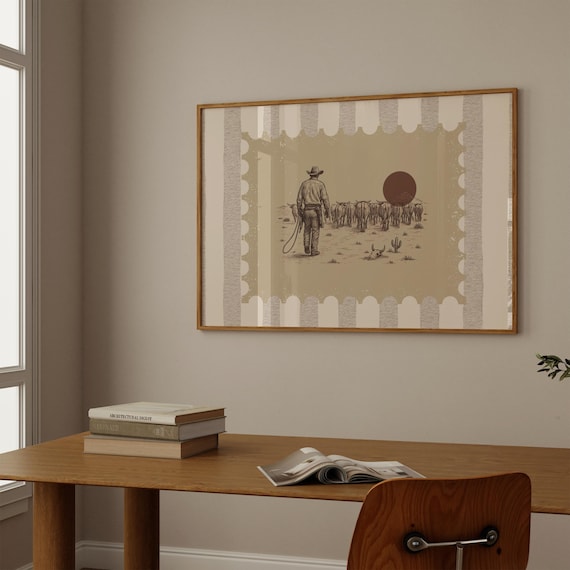 Cowboy Cattle Drive Wall Art