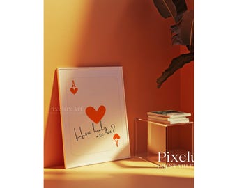 How Lucky Are We Print, Orange Ace of Hearts Wall Art, Vibrant Playing Card Poster, Modern Romantic Typography, Printable Bold Decor, image 5