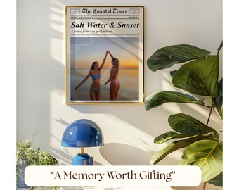Saltwater Sunset Custom Newspaper Poster – Coastal Cowgirl Art, Personalized Bestie Gift, Coastal Wall Art, Customize Newspaper for Bff Gift, image 5