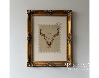 Western Bull Skull Poster | Rustic Country Wall Art | Boho Western Decor | Vintage Desert Print | Southwestern Home Style, image 4