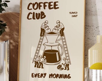 Club Coffee Wall Art, Coffee Cart Print, Retro Coffee Poster, Coffee Station Decor, Coffee Lovers Art, Coffee Bar Print Art, Coffee Vibes, image 5