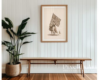 Cowboy American Flag Wall Art | Western Country Print | Rustic Farmhouse Decor | Vintage Cowboy Poster | USA Western Wall Art, image 4