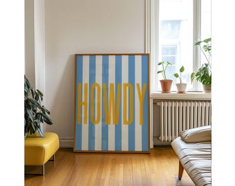 Set of 3 Howdy Prints, Striped Howdy Wall Art, Western Typography Poster Set, Retro Cowboy Decor, Colorful Country Wall Art, Western Prints, image 6
