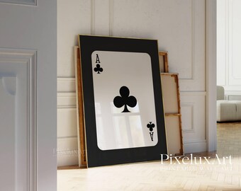 Black and White Lucky Wall Art Set of 6 - Game Room Decor, Retro 8 Ball, Ace Card, Cherry Ball Prints, Aesthetic Chic, Stylish Fashion Print, image 7