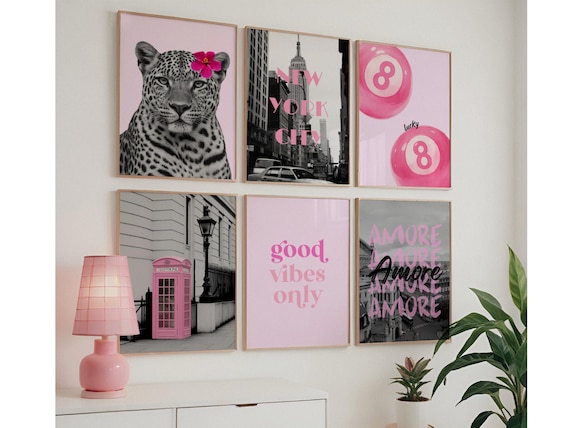 Pink Black Gallery Wall Set