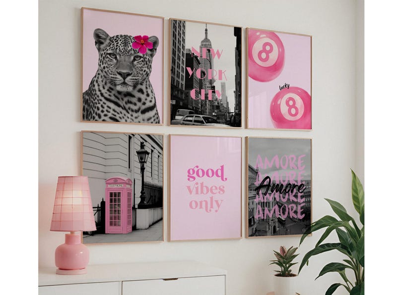 Pink Black Gallery Wall Set