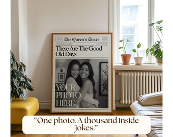Custom Newspaper Print for Best Friends, Personalized Good Old Days Poster, College Dorm Roommates Wall Art, Custom Photo Print for Bff Gift, image 7