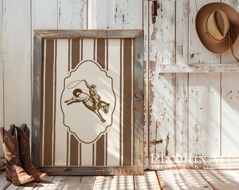Cowboy Riding Horse Wall Art | Western Printable Poster | Rustic Country Decor | Vintage Rodeo Illustration | Farmhouse Wall Art, image 4