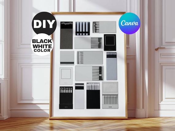 Black & White Matchbook Canva Template • DIY Custom Matches Poster • Personalize