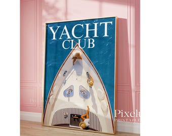 Yacht Club Poster, Vintage Sailboat Magazine Print, Summer House Poster, Luxury Print, Old Money Aesthetic Summer Poster, Coastal Wall Art, image 7