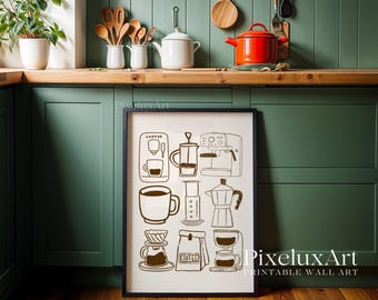 Coffee Bar Lover Wall Art, Cooking Café Poster, Barista Kitchen Print Coffee, Minimalistic Decor, Printable Art for Dining & Apartment, image 8