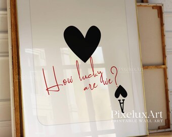 Set of 3 Ace of Hearts Prints, Black Red Navy Wall Art, Playing Card Poster Set, Typography Print, Romantic Aesthetic Decor, How Lucky Print, image 7