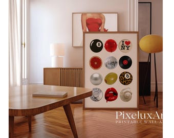 Retro Collage Wall Art, Trendy Wall Art, Y2K Aesthetic Poster, Funky Printable Decor, Photo Collage Print, 8 Ball, Vintage Poster, image 4