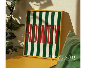 Howdy Wall Art Print, Western Typography Poster in Green & Red, Rustic Cowgirl Aesthetic, Southern Country Decor, Trend Wild West Wall Print, image 5
