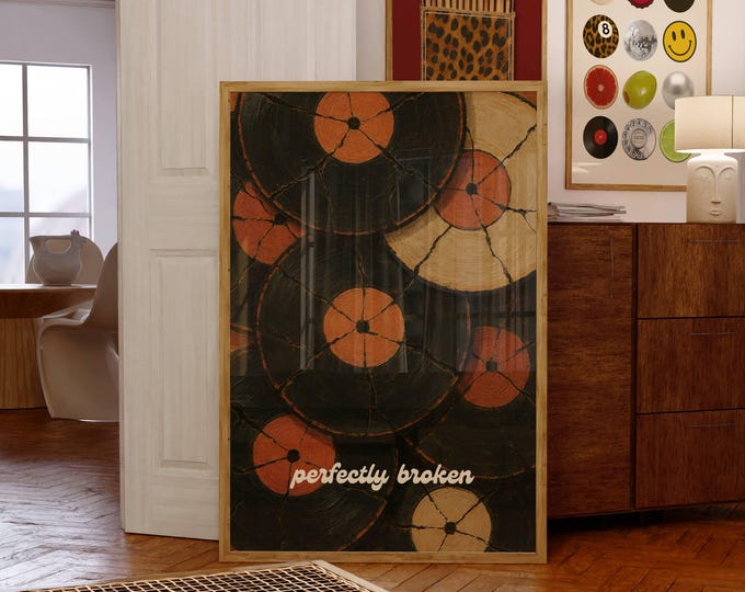 Retro Broken Vinyl Record Wall Art, Retro Music Room Decor…