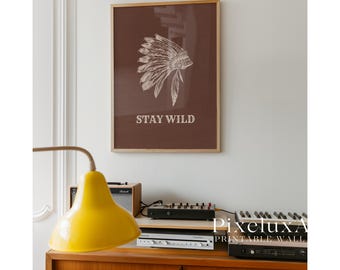 Stay Wild Western Wall Art, Cowboy Rustic Decor, Country Home Print, Ranch Style Poster, Wild West Artwork, Boho Western Room Decor, image 5