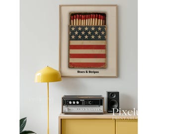 American Flag Matchbox Poster, Vintage American Wall Art, Patriotic Rustic Printable, Retro USA Decor, 4 of July Print, Memorial Day Decor, image 6