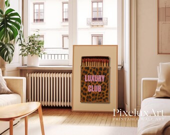 Retro Leopard Matchbox Art Print, Luxury Club Print Wall Art, Trendy Wall Art, Funky Dorm Decor, Y2K Girl Room Printable, Dorm Room Print, image 9
