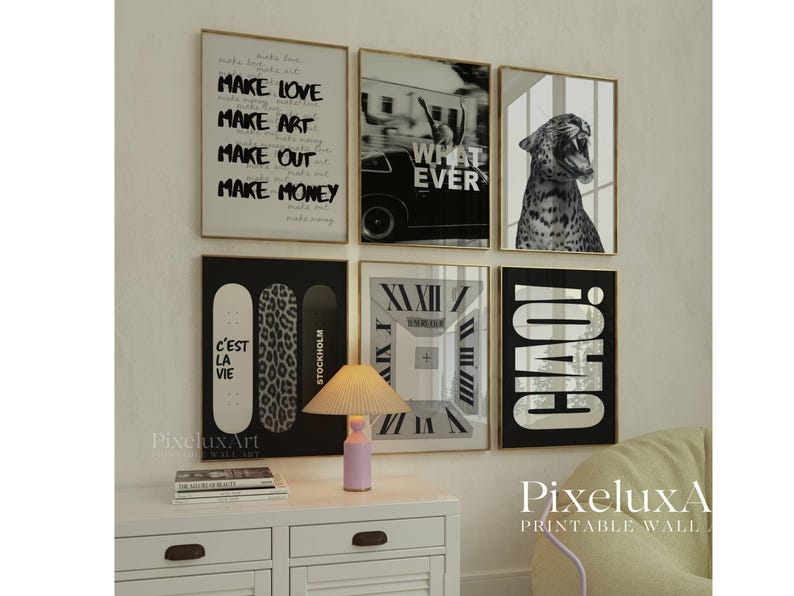 Retro Black and White Gallery Wall Art