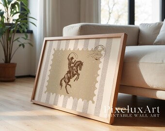 Cowboy Rodeo Poster | Western Wall Art Print | Rustic Stamp Design | Country Farmhouse Decor | Vintage Cowboy Illustration, image 4