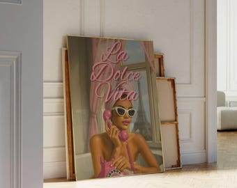 La Dolce Vita Y2k Wall Art Trendy Print, Trendy Collage Apartment Print, Pink Stylish And Cool Girl Aesthetic Art for Teen & Dorm Room, image 5