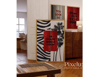 Red Retro Wall Art Set of 6 Prints, Y2K Fashion Decor, Mom I Am A Rich Man, Cherry, XOXO, Ciao Poster for Dorm Room, Apartment Gallery Print, image 5