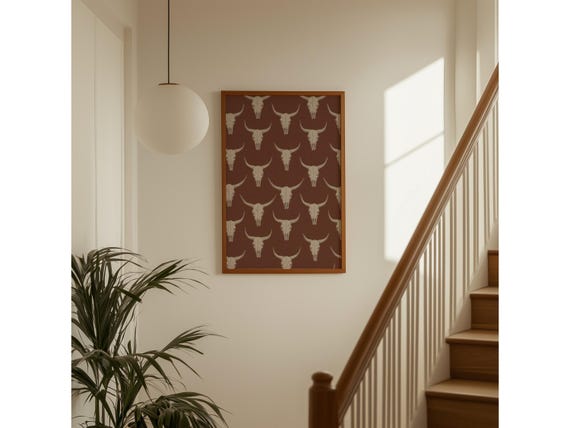 Longhorn Skull Pattern Wall Art