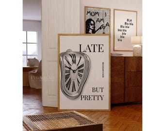Retro Melting Clock Print, Stylish Stockholm Style Room Decor, Fashion Wall Art, Collage Aesthetic Apartment Print, Surreal Modern Art Print, image 3