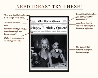 Custom Birthday Newspaper Gift for Best Friend, DIY BFF Newspaper Template, Personalize Printable Birthday Newspaper, Newspaper for Bff Gift, image 7