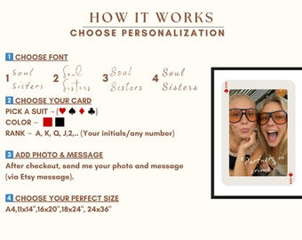 Custom Playing Card Poster, Custom Photo Print, Best Friend Photo Print, Custom Playing Card Art, Friendship Portrait , Custom Bestie Gift, image 4