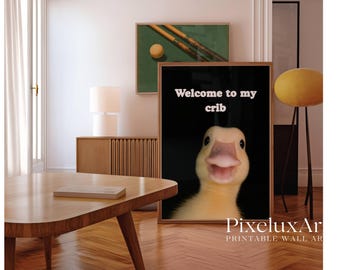 Welcome to My Crib Duck Wall Art, Collage Dorm Room Wall Art, Bedroom Wall Art, Funny Animal Print, Funny Duck Poster, image 7