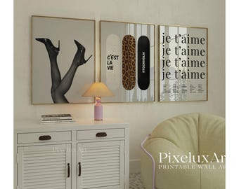 Black and White Fashion Poster Set: Y2K Leopard Print Gallery Wall (Digital Download), image 4