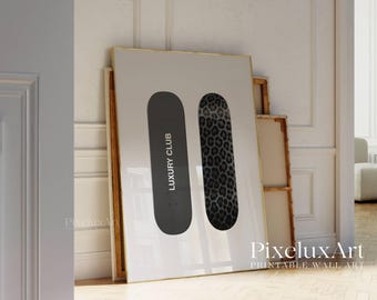 Skateboard Wall Art Luxury Fashion Print – Black Cheetah Decor, Hypebeast Aesthetic, Retro Collage Leopard Skate Poster, Vintage Photography, image 5
