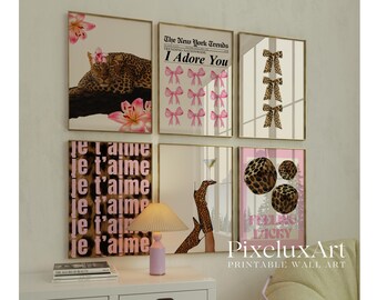 150+ Pink Leopard Gallery Wall Art Set | Coquette Cheetah Print Wall Set, Girly Preppy Dorm Room Decor, image 6